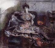 Mikhail Vrubel The Portrait of Isabella  near the fireplace France oil painting artist